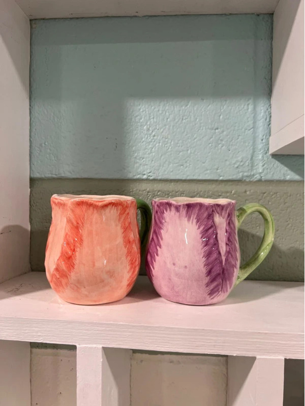 2 Hand Painted Tulip mugs